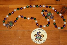 MARDI GRAS New Orleans STEVE SCALISE Fancy Beads Resin Medallion Necklace