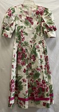 Vtg 90s Peaches N Cream Girls Dress Puff Sleeve Floral Cottagecore Chintz 12 NEW