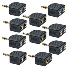 10 x Audio Adapter, 3.5mm Klinkestecker auf 2 Kupplung, Y Stereo vergoldet 10Stk