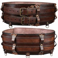 IN US Vintage Medieval Adult Wide Belt Knight Warrior Viking Brown Waistband