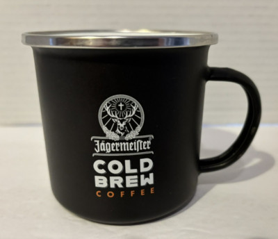 JAGERMEISTER ''COLD BREW COFFEE''  Enamel Tin Mug-Great Condition Black/White