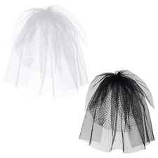 2pcs Women Mesh Veils Bridal Lace Birdcage Face Veils with Hair Clip for Hall...