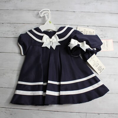 Rare Editions Baby Girl's Sailor Dress Size 3-6 Months Navy Blue