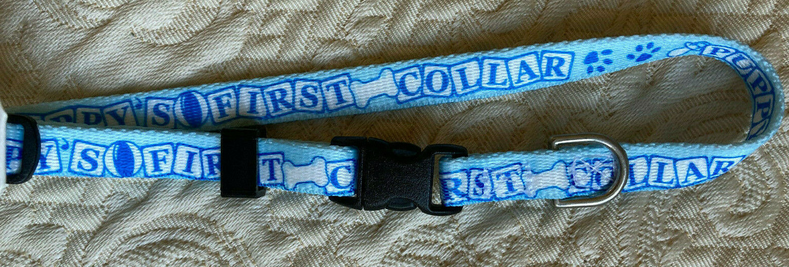 FIRST COLLAR Print XS Dog Collar 8" 12" Yellow Dog Design NEW W/TAG