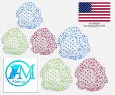 6PCS Shower Caps, Elastic Reusable Waterproof Plastic Shower Cap for Women Ladie