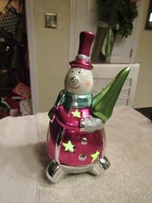 Christmas 8" Snowman Figurine LED Glass Snowmen Color Changing Light-up