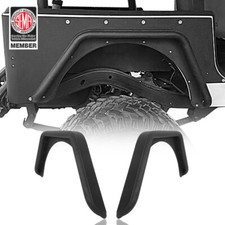 2pcs Textured Black Steel Tubular Rear Fender Flares For 87-95 Jeep Wrangler Yj