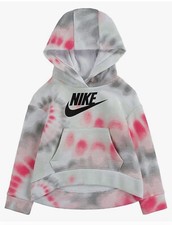 NEW Nike Girls' Tie-Dye Hoodie, Pink, Gray, White, Pocket, Hooded Sweatshirt