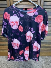 Shein Curve Skeleton T-Shirt / 0XL / Pink and Purple