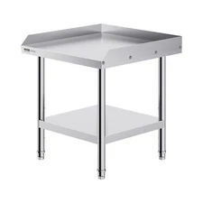 24x24x26'' Stainless Steel Work Table 3-Sided Backsplash with Adjustable Height