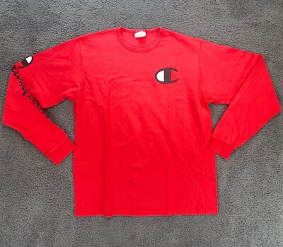 Long Sleeve Champion Shirt Red Vintage Champion Long Sleeve Shirt