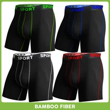 4PCS Bamboo Fibre Boxer Shorts Boxer Briefs Breathable Underwear Anti Chafing