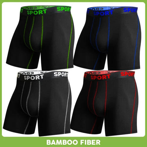 4PCS Bamboo Fibre Boxer Shorts Boxer Briefs Breathable Underwear Anti Chafing - Picture 1 of 28