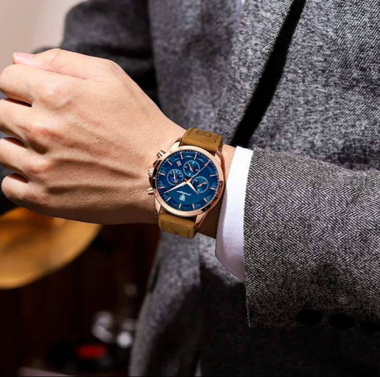 Серебряные монеты POEDAGAR Watch-Men's Waterproof Leather