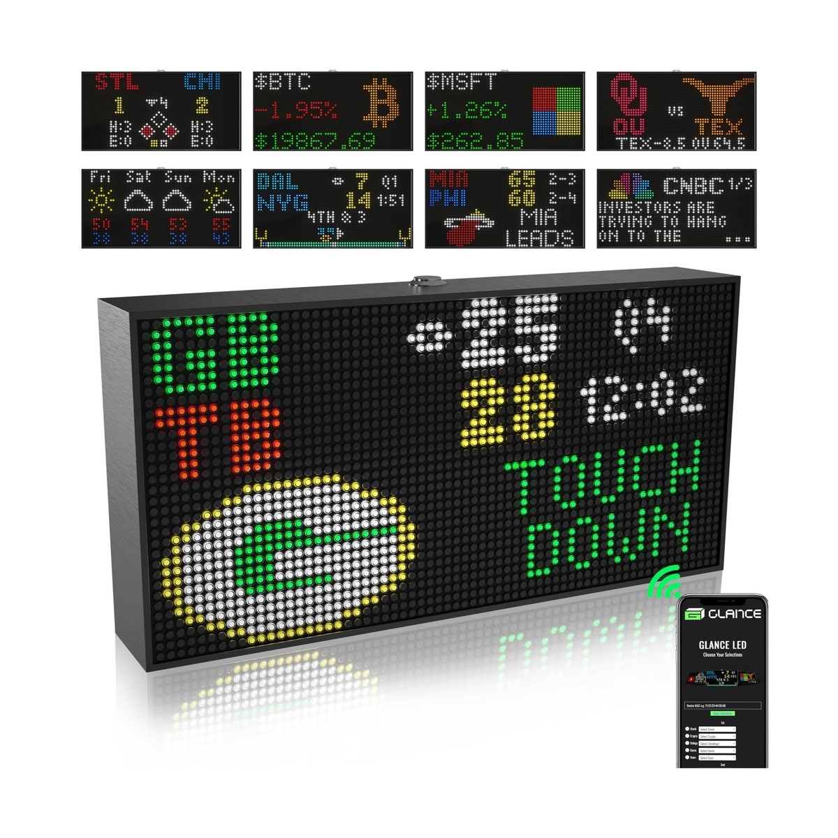Glance LED Ticker - Customizable LED Display Sports Ticker, LED