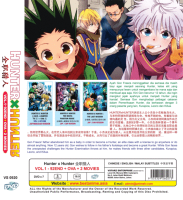 DVD ANIME HUNTER X HUNTER (1999) VOL.1-92 END + OVA + 2 MOVIE +