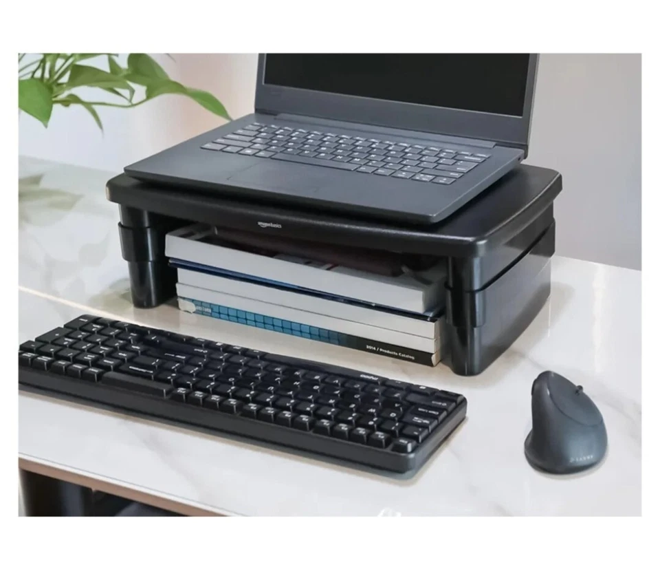 Amazon Basics Altura Ajustable, Se Adapta a Monitores, Portátiles Hasta 22lbs, Negro Foto 2 de 4