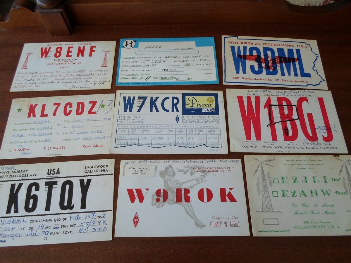 Lot of 93 - 1950s 1960s and 1970s ham radio - QSL CARDS - all