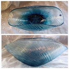 Glasschale, Oval, Leonardo, L 38 x B 18 cm, Blau-Türkis, Organisches Design