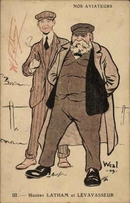 Artist CPA Weal, Nos Aviateurs, Hubert Latham, Levaavasseur - 11455101