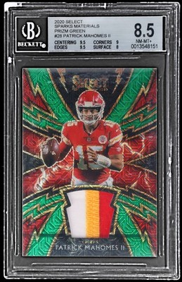 2020 Panini Select Patrick Mahomes II BGS 8.5 Sparks Material Green Prizm 2/5