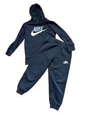 Nike Boy  s 2-Piece Fleece Hoodie  Tapered Pants Set Pockets Black size 6