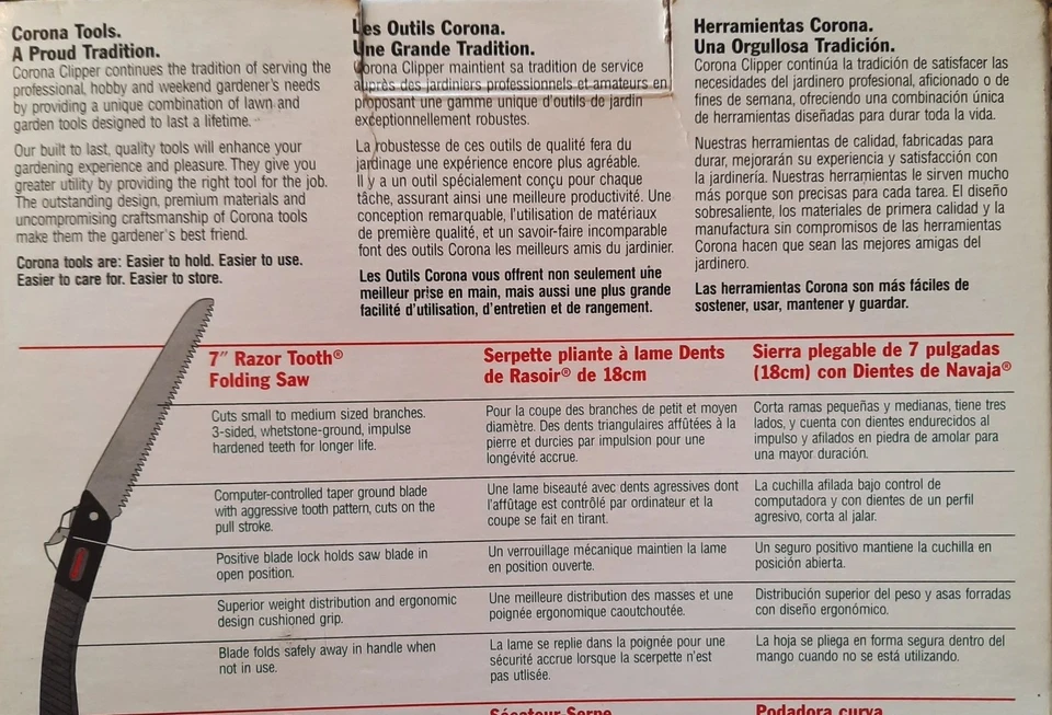 Sierra Plegable Corona Razor Diente Hoja de 7" Pulgadas Gris RS 7041 Mochila Tamaño NUEVO Foto 2 de 2