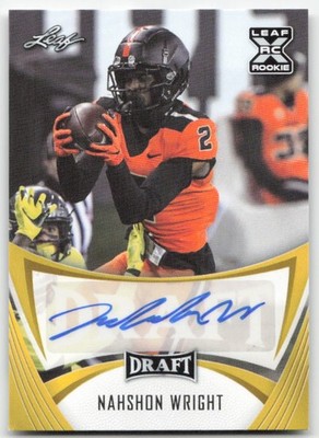 2021 Leaf Draft #BA-NW1 Nahshon Wright Autographs Gold