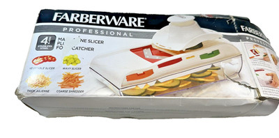 Farberware PRO MANDOLINE SLICER plus Food Catcher 4 Stainless Steel Blades New