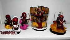 Marvel Deadpool 5 Figure Lot - 1 Q Fig + 1 Q Fig Max + 3 Mini Egg Attack