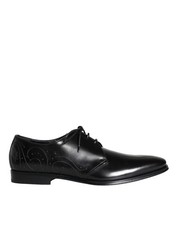 Dolce & Gabbana Black Calfskin Leather Derby Men Dress Men's Shoes Authentic