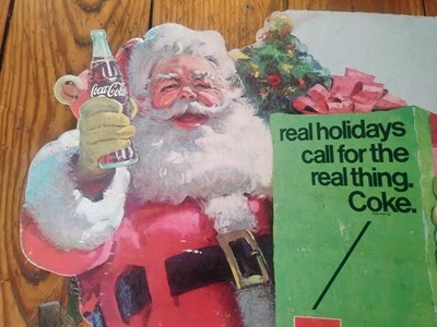 c. 1960 Coca-Cola Santa Claus Christmas Store Display Sign, Stand-up