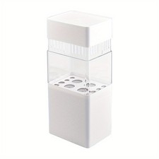 1pc ABS with Plastic Cosmetic Brush Storage Container Rectangle White