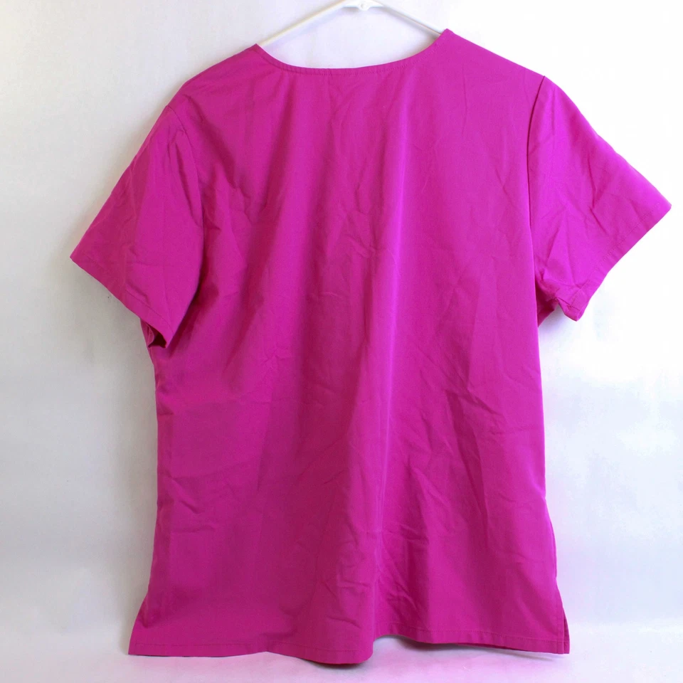 Camisa De Scrubs Rosa Caliente Sin Marca Talla Grande - Imagen 2 de 4