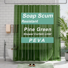 Shower Curtain Liner, 72x72 Transparent Pine Green Shower Liner, Lightweight Pla
