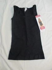 Curveez Womens Sz L Essential Square Neck Tank Top Black CUR3510 Shaping Firm