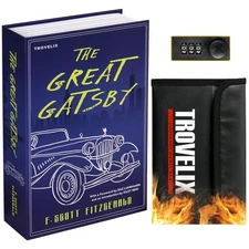 Book Safe with Combination Lock, Hidden Safe (9.5 x 6.2 x 2.2 Inch) with Fire...