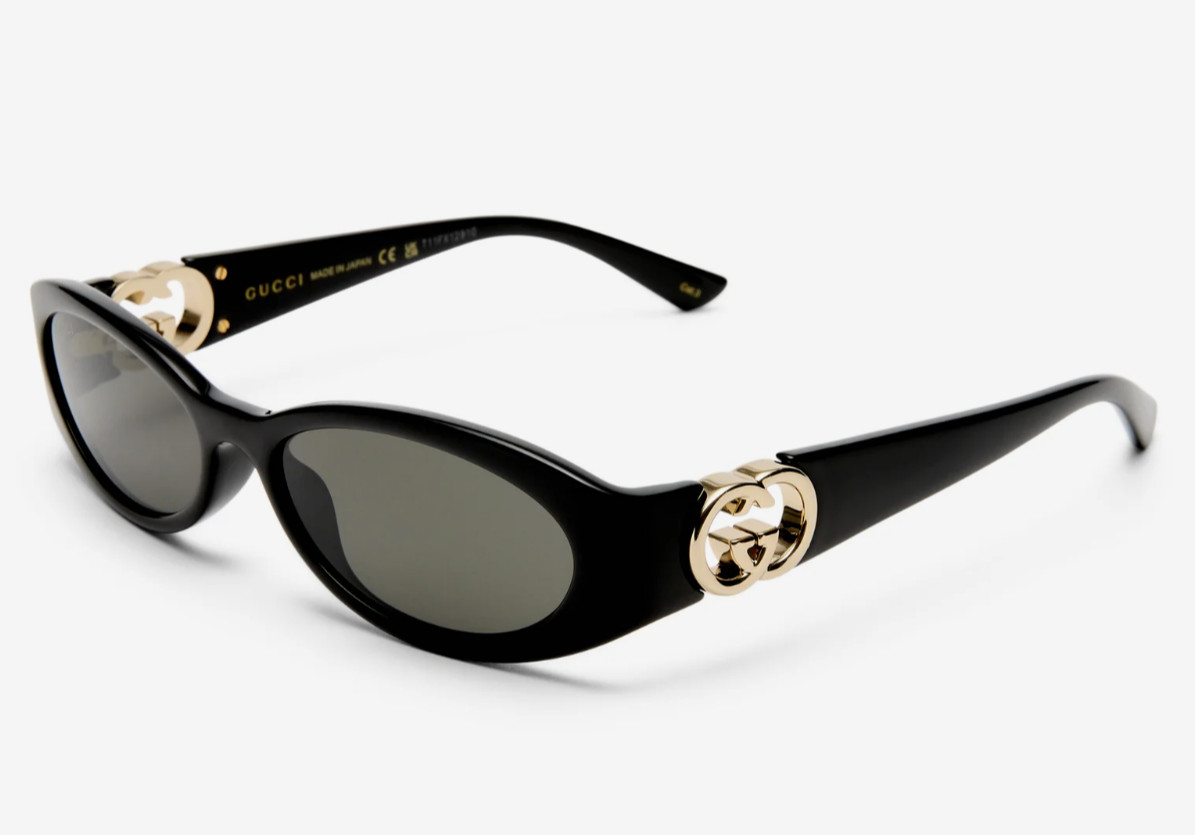 GUCCI GG1660S Black Narrow Slim GG Logo Fashion Sunglasses Authentic