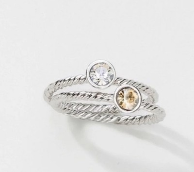 Touchstone Crystal TRINKET Rings Size 8 Set Of 2 New In Pouch