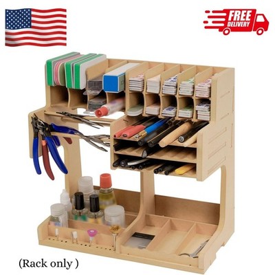 Wooden Model Kit Organizer Rack with MDF Material, Paint Rack,Screwdriver Holder