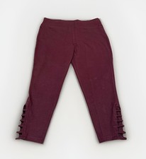 NEW Terra  Sky Women's Darkest Plum Capri Ladder Lace Leggings Plus Size 2X