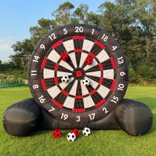 10ft Giant Outdoor Inflatable Soccer Darts Board with 8pcs Soccer 350W Blowe...