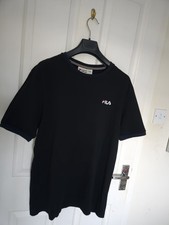 Vintage Fila 'White Line' Crew T Shirt Black/Navy XL 44 Chest