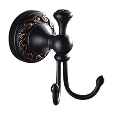 Oil Rubbed Bronze Towel Hooks, Antique Robe Hooks Brass Coat Double Clothes H...