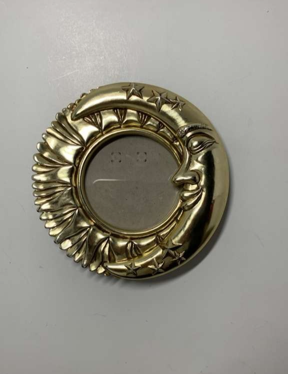 Vintage 90s Crescent Moon Face Picture Frame Gold Celestial Lunar