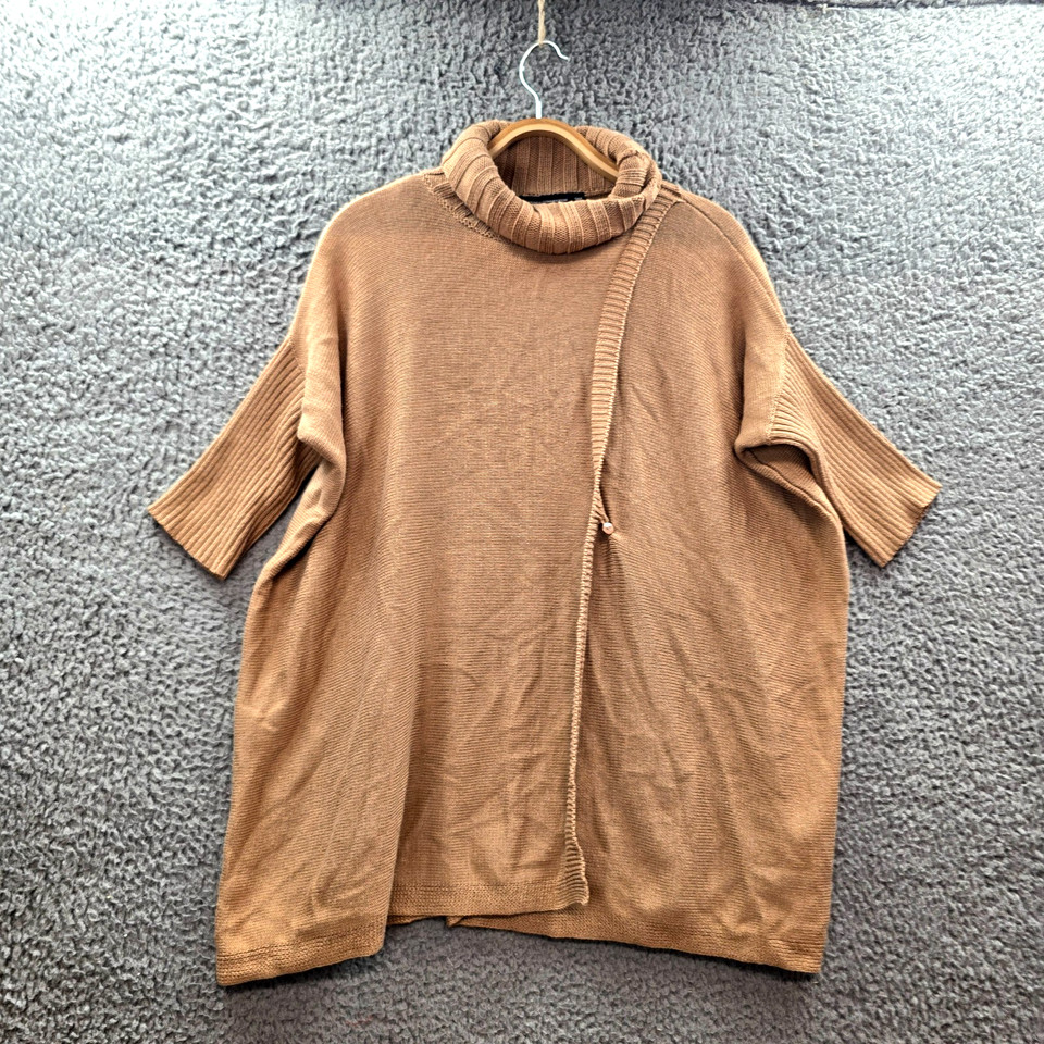 French Connection Womens Cardigan Jumper Size S/M Tan Brown Knit Short Sleeve