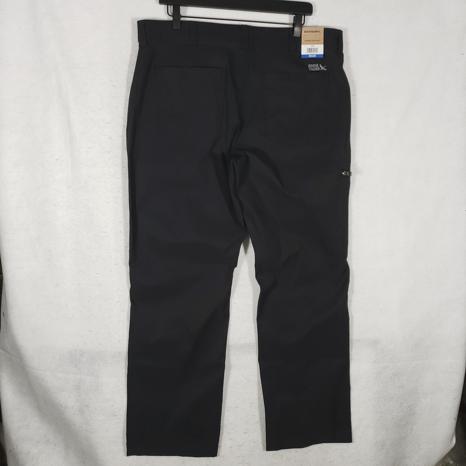 NEW Eddie Bauer Rainier Pants Mens 36X30 Black Cargo Hiking Tech Travel Zip NWT