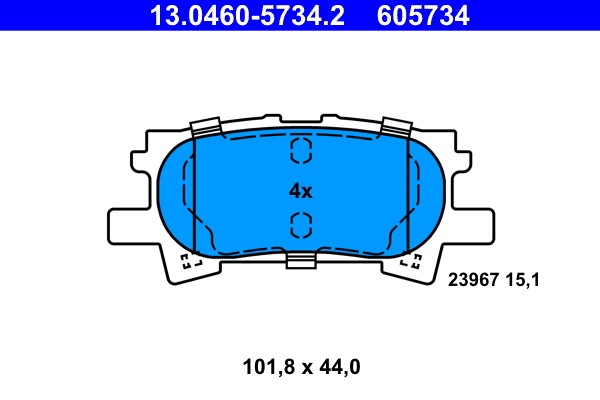 Rear ATE 13.0460-5734.2 Brake Pad Set, disc brake for LEXUS,TOYOTA