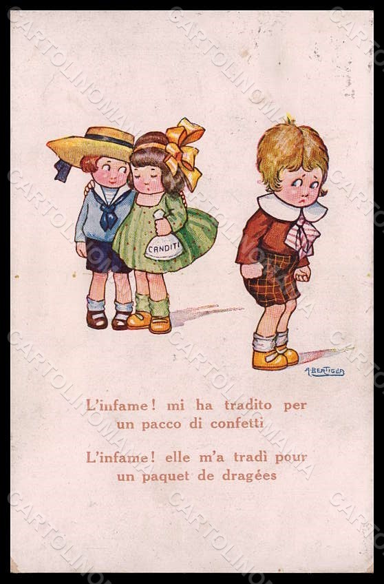 Cartolina Artista Firmata Bertiglia Aurelio Bambini serie 2014-5 VK7768