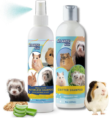 Small Critter Shampoo Bundle - 8Oz Fragrance Free & 8Oz No Rinse Shampoo for Fer